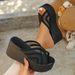 plus Size Women's Peep Toe Wedge Sandals Summer Thick Sole Breathable Mesh European American Style Slippers_vogvips.com