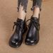 ShoeVault Vintage Handmade Lace-Up Chunky Short For Women Thick Sole Martin 2024 Autumn New High-Top Mom Shoes Leather Boots_vogvips.com