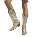 Elegant Embroidered Mid-Calf Boots For Women – Chunky Heel, Fashionable & Comfortable – Available In Multiple Colors & Sizes"_vogvips.com