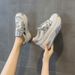 Leather Hollow Dad Shoes Women's Lightweight Inner Height Increase Casual Sports Shoes Platform Sandals_vogvips.com