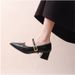 2025 New Spring Lightweight Shallow-Heel Women's Chunky Heel Pointed Toe Patent Mary Jane Shoes, Casual Retro Small_vogvips.com