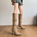 2024 Autumn Winter French Style Thin Strap Pointed Toe Suede Stiletto Over-the-Knee High Heel Long Women's Western Boots_vogvips.com
