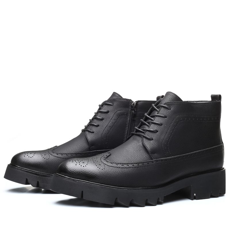 New Leather Spring Men's Shoes High-top Men's Heightening Tooling Martin Boots_vogvips.com