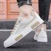 Summer Breathable Mesh Canvas Trendy Versatile Small White Thick Soled Sports And Casual Board Shoes, Men's_vogvips.com