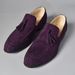 Brand Design Men Suede Leather Shoes Moccasins Purple Tassel Pointed Men's Loafers Vintage Slip-on Casual Men Social Dress Shoe_vogvips.com