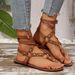 Rome Women 2026 Summer Hot Sale Women's Retro Ankle Buckle Rivet Flat Sandals British Style Plus Size Lady Shoes_vogvips.com