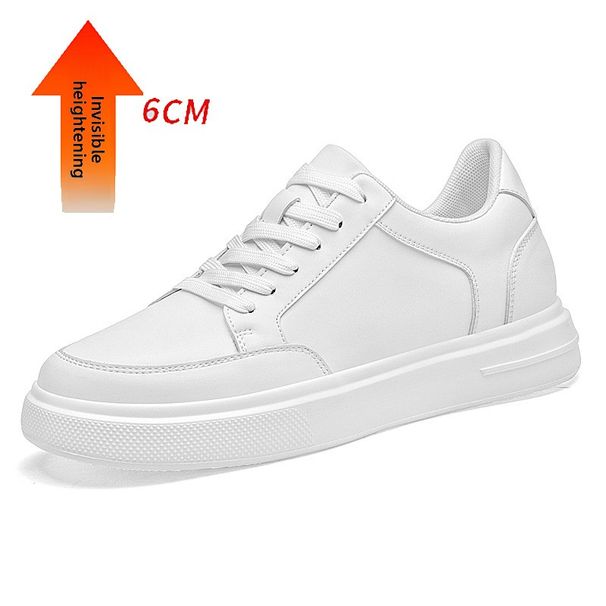 Invisible Heightening Board Shoes Men's Large Size First Layer Cowhide White Shoes Student Breathable Casual Shoes_vogvips.com