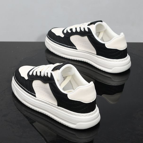 Men's Breathable White Casual Sneakers Chunky Platform Slip-On Shoes With Odor Control_vogvips.com