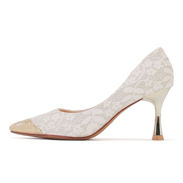 7666E Satin Metal Pointed Toe High Heels Women's Elegant Thin Heel Single Multi-color Party Commuting Shoes_vogvips.com