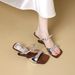 Women Summer New French‑Style Bow Open‑Toe Square Toe Chunky Heel Slip‑On Satin Outdoor Sandals_vogvips.com