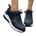 Women's Wedge Heel Thick Soled In Large Size, Breathable Sequins, Round Toe Tie, Spring And Autumn New Casual Sports_vogvips.com