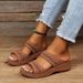 Plus-size 2025 Retro Non-slip Foreign Trade One-strap Wedge Heel Round-toe Cross-border Women's Sandals New Style_vogvips.com