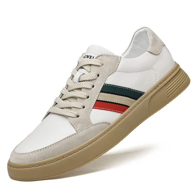Casual Board Shoes Men's Color Matching Breathable Beef Tendon Sole White Shoes_vogvips.com