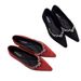 Temperament Rhinestone Pointed Single Shoes Women's French Sweet Velvet Red Light Mouth Soft Sole Evening Shoes_vogvips.com