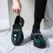 2025 New Men's Large Toe Thick Sole Height Increasing Patent Leather Glossy Casual Chunky Heel Loafers Hairstylist_vogvips.com