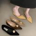 French Pointed Metal Buckle Shallow Mouth Single Shoe Women In Spring And Autumn 2025, New Low Heel Fashionable Flat_vogvips.com