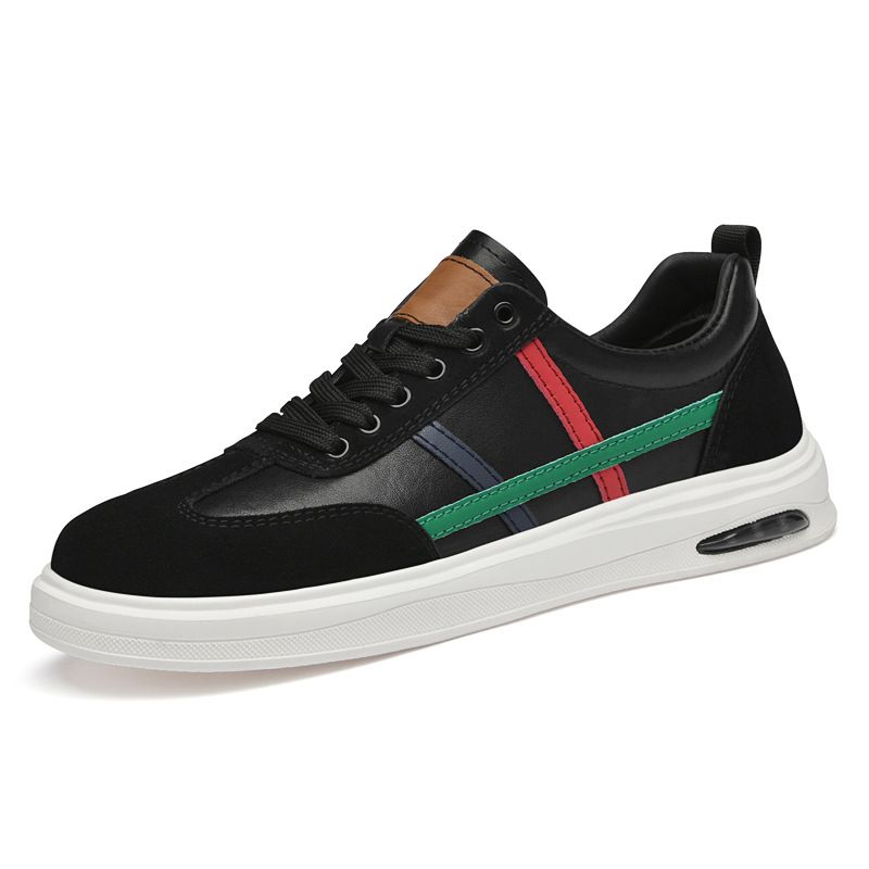Men's Leather Round Head Sports Casual Shoes Board Shoes Student Running Shoes Boys White Shoes_vogvips.com