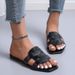 Large Size Women's Shoes, Slippers, Daily Style Woven One Word Strap, Heel, Flat Bottomed Rubber Slipper Batch_vogvips.com