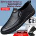 Men's Business Casual Leather Shoes Soft Upper Fashionable Driving Loafers Soft Sole Middle Aged And Elderly Dad Shoes 2025 Style_vogvips.com