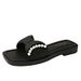 Pearl Small Fragrance Outdoor Flat Summer Style Versatile Beach Soft Sole Non-Slip Slimming Women's Slippers_vogvips.com