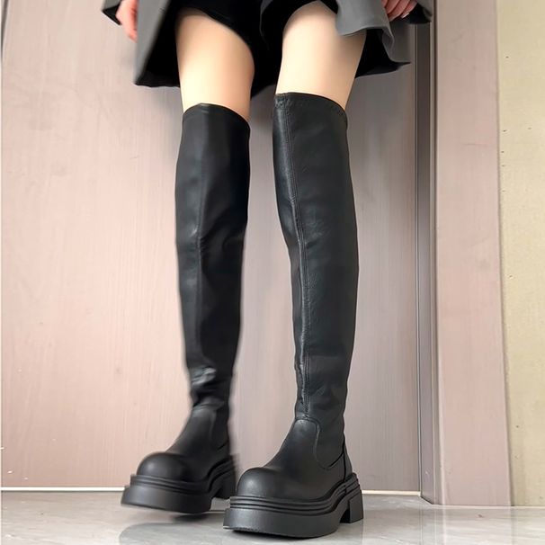 2025 Autumn Winter New Slim Long Stretch Over-the-Knee Petite Slimming Thick Sole Platform High Boots_vogvips.com