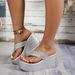 2025 Summer Women's Solid Color Herringbone Thick Bottom Slope Heel Sandals Waterproof Platform Slippers Women_vogvips.com