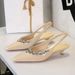 Cone Heel Patent Leather Rhinestone Shallow Mouth Single Shoes Women's Rear Strap One Pedal Comfortable Pointed Women's Shoes_vogvips.com