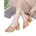 Fashionable And Versatile Open-toe Chunky Heel Mules For Women, Leather High-heeled Summer Sandals_vogvips.com