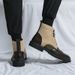 European Warm Series High-top Lace-up Casual Leather Large Size Personality Color-washed Men's Shoes Fashion Green Pointed Toe Martin Boots_vogvips.com