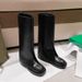 Zhang Xinyu Internet Celebrity Pants Thick Sole Mid-Calf Riding Women Over-the-Knee Genuine Leather High Street Style_vogvips.com