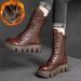 Short Plush 2025 Winter Female Ankle Boots Genuine Leather Cotton Boots Thick-soled Padded Women Shoes Warm Snow Boots Female_vogvips.com