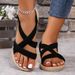 Women's Fashion Solid Color Features Trend Anti-slip Wear-resistant Soft Soled Flat Sandals_vogvips.com
