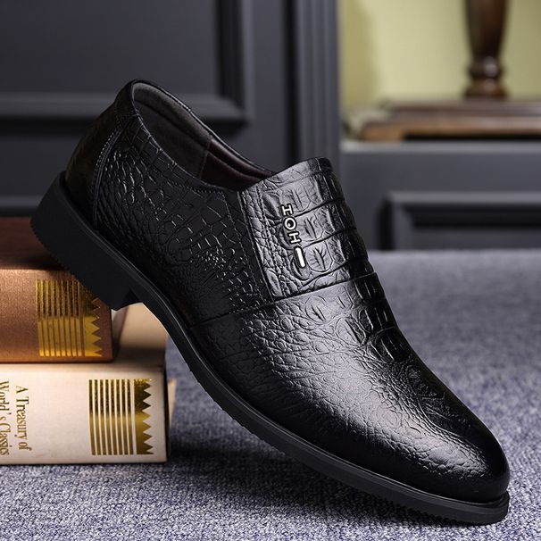 Men's New Trendy Crocodile-patterned Business Formal Slip-on Shoes, Versatile Men's Wedding Leather Shoes_vogvips.com