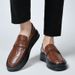 Cowhide Casual Shoes Loafer Leather Shoes Round Head White Shoes Men's Platform Business British Board Shoes_vogvips.com