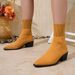 Women's Slimming mid Heel Sock Boots Knitted plus Size Chunky Fashion Cowboy Boots for Spring New Style Elastic_vogvips.com