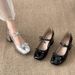 Cross Strap Bow Mary Jane Shoes British Style Small Leather Shoes Women's High Heel Thick Heel Single Shoes_vogvips.com