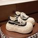 Women's Canvas Lace-Up Boots Chunky Heel Thick Sole Versatile Casual Shoes 2025 Fall/Winter New_vogvips.com