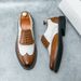 British Trendy Handmade Sole Brogue Fashionable Blue Men's Leather Casual Shoes Versatile Big Size:38-46_vogvips.com
