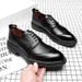 Euro Step Leather British Brogue Carved Business Formal Casual Men's Breathable Black Wedding Shoes 18567-G_vogvips.com