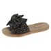 Summer Women's Flat Slippers Fashionable Bow Tie Trendy Beach Sandals Floral Style New_vogvips.com