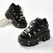 Punk Style Black Rock Metal Decor Lace-up Heel Height Platform Shoes Gothic Man Sneakers Women Ankle Boots 2025 New_vogvips.com