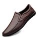 Euro Step Autumn Winter Layer Cowhide Round Toe Business Shoes Casual Low Top Non-Slip Rubber Black Flat Loafers Men_vogvips.com
