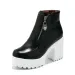 Black White Platform Ankle For Women High Heels Zip Autumn Winter Booties Woman Boots Ladies Shoes 250711_vogvips.com