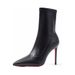 Huangbu Women's Shoes 2025 Autumn Winter New Elastic Slim Leather Red Sole Pointed Toe Thin Heel Elegant Black Short_vogvips.com