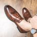 Euro Step Brogue Casual Loafers For Men Korean Style Trendy British Formal Black Leather Slip-On Lazy Shoes_vogvips.com