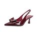 French Style High Heel Peep Sandals For Women 2025 New Red Bow Strap Backless Pointed Toe Stiletto Heels_vogvips.com