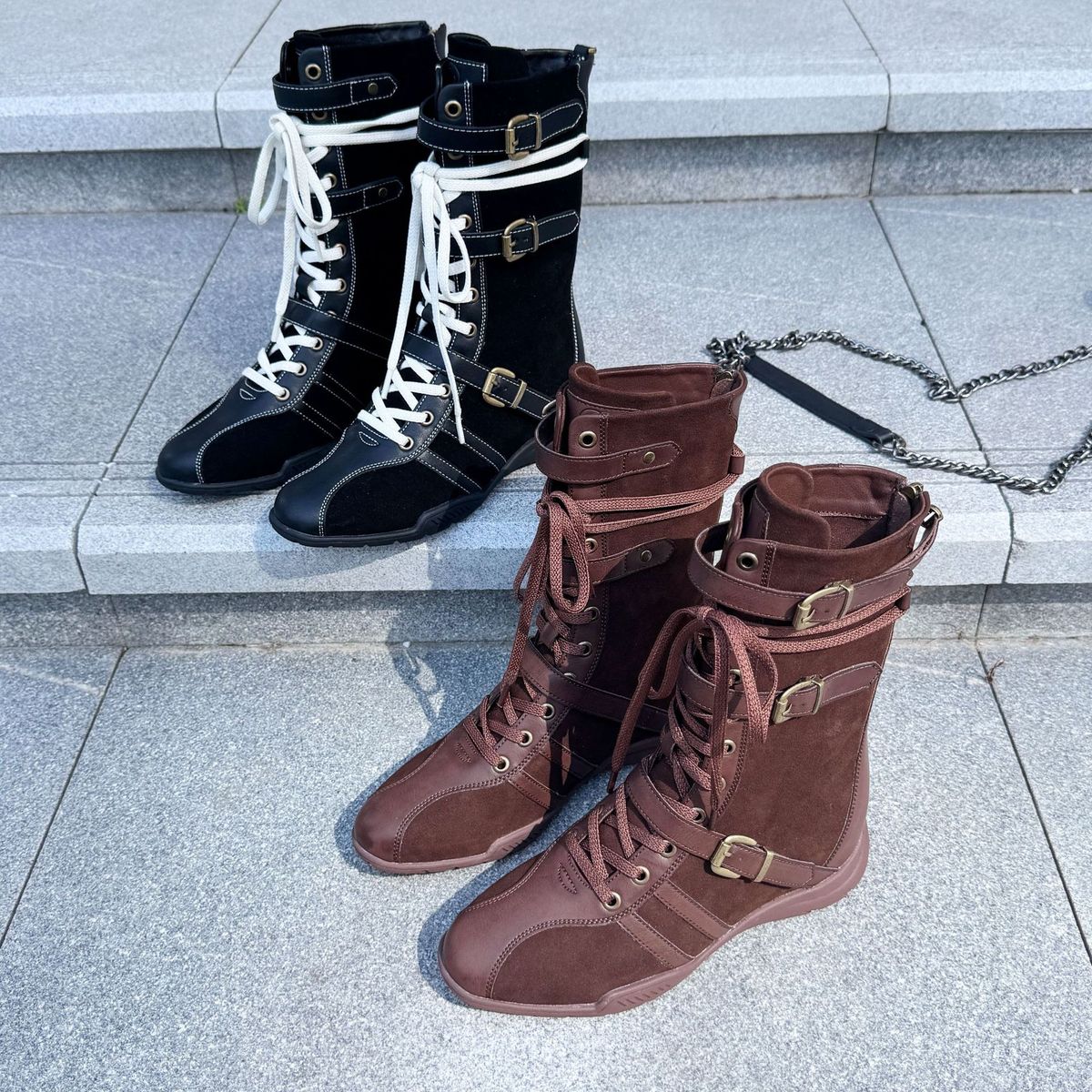 Women Boxing Boots Boxing For Women 2025 Summer New British Style Martin Thick Sole German Training Mid-Calf Short Boots_vogvips.com