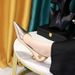 Women's Elegant Retro Pointed Toe Low Heel Pumps - Comfortable Slip-On Dress Shoes For Spring & Fall In Gold, Silver, Black, Gunmetal, Champagne_vogvips.com