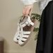 Retro Closed-toe Semi-sandal Women's Soft Leather Summer New Korean-style Woven Buckle Casual Soft-soled Roman Sandals_vogvips.com