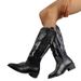 2025 Large Western Cowboy Embroidered Knight New V-neck Mid Long Tube Boots_vogvips.com